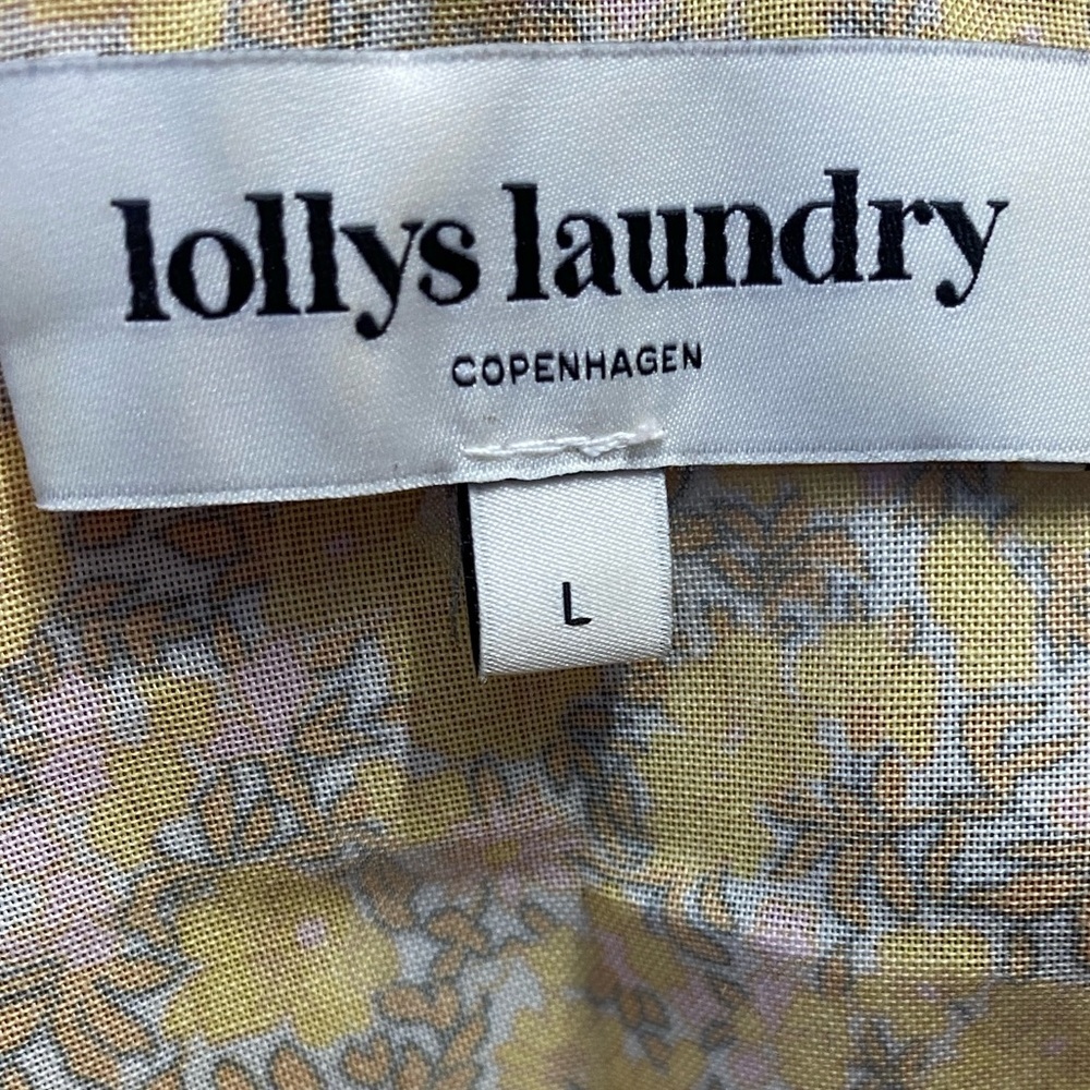 Lollys Laundry Godwin Floral Midi Dress Yellow Multicolor Size Large Pit 21 - Picture 17 of 17